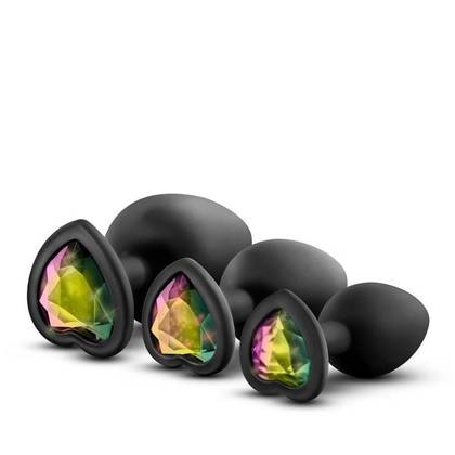 Silicone Anal Plugs Heart Kit - Black