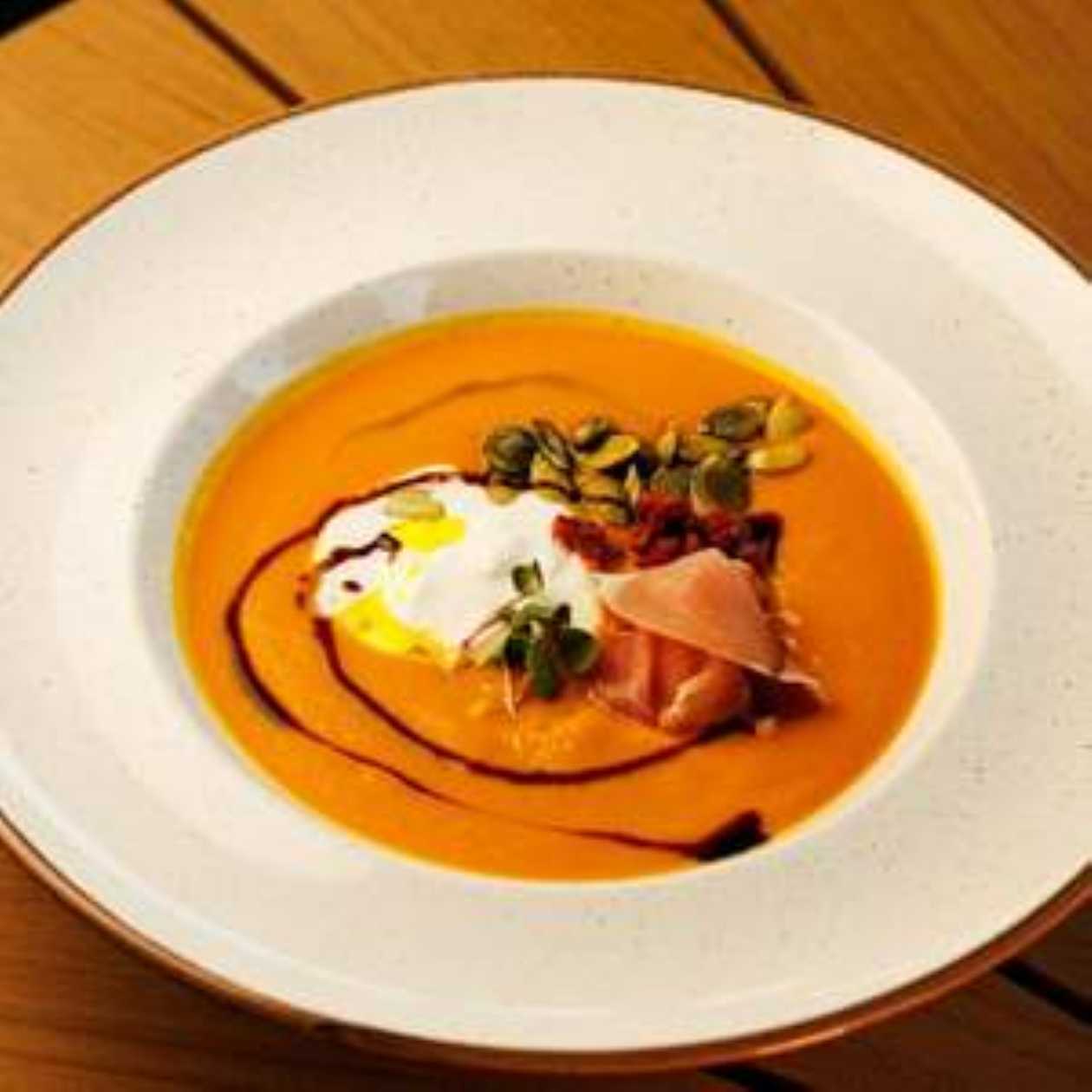 Sweet Potato Cream Soup with Stracciatella