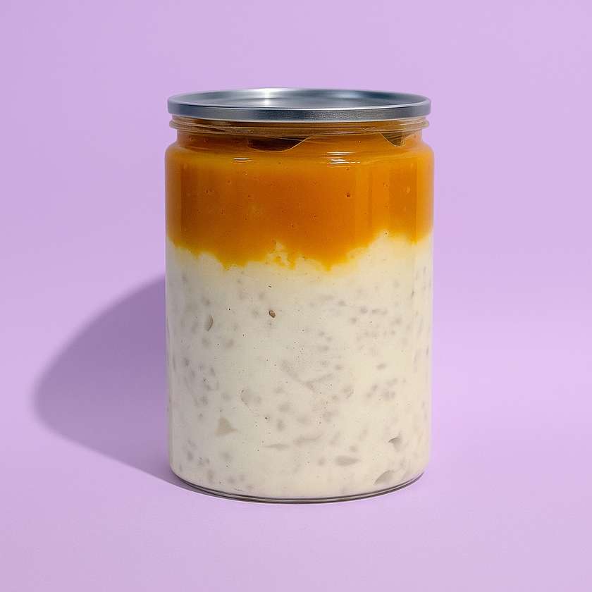 Čia sēklu pudiņš ar mango džemu burciņā