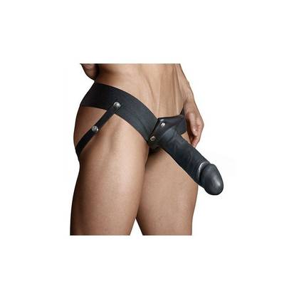 Hollow Strap-On Black Unisex Strap with Hollow and Solid Dildo