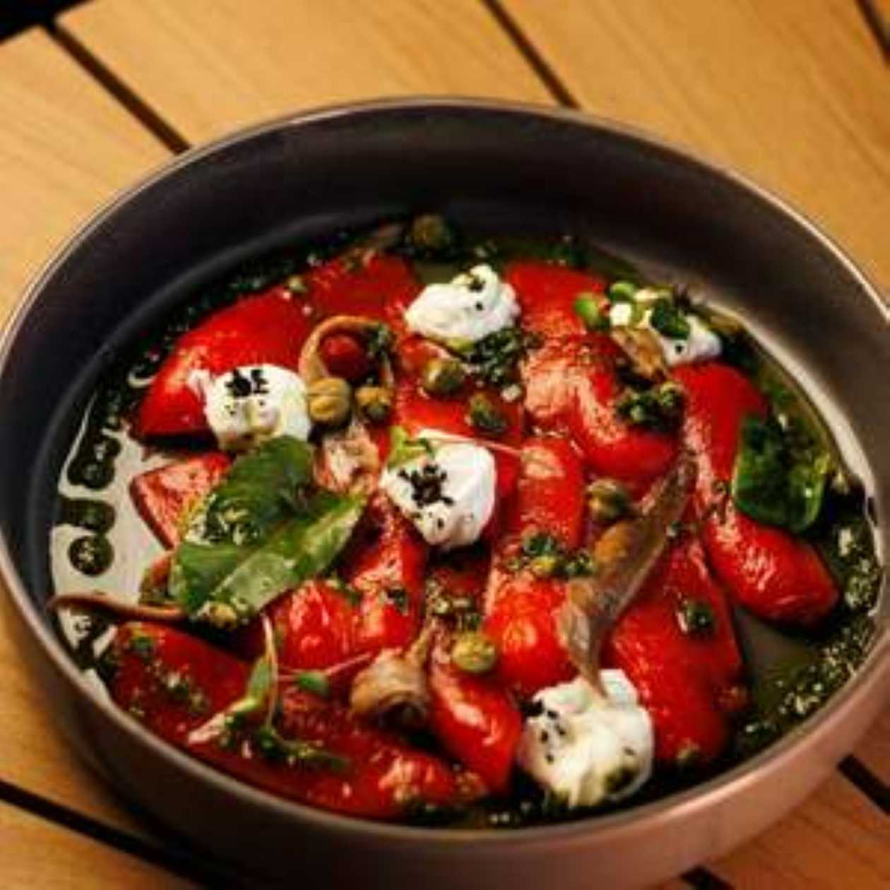 Marinated Peppers with Anchovies and Cream Cheese