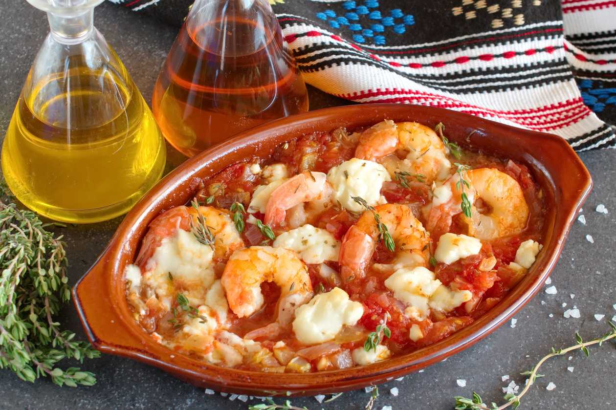 Garides saganaki