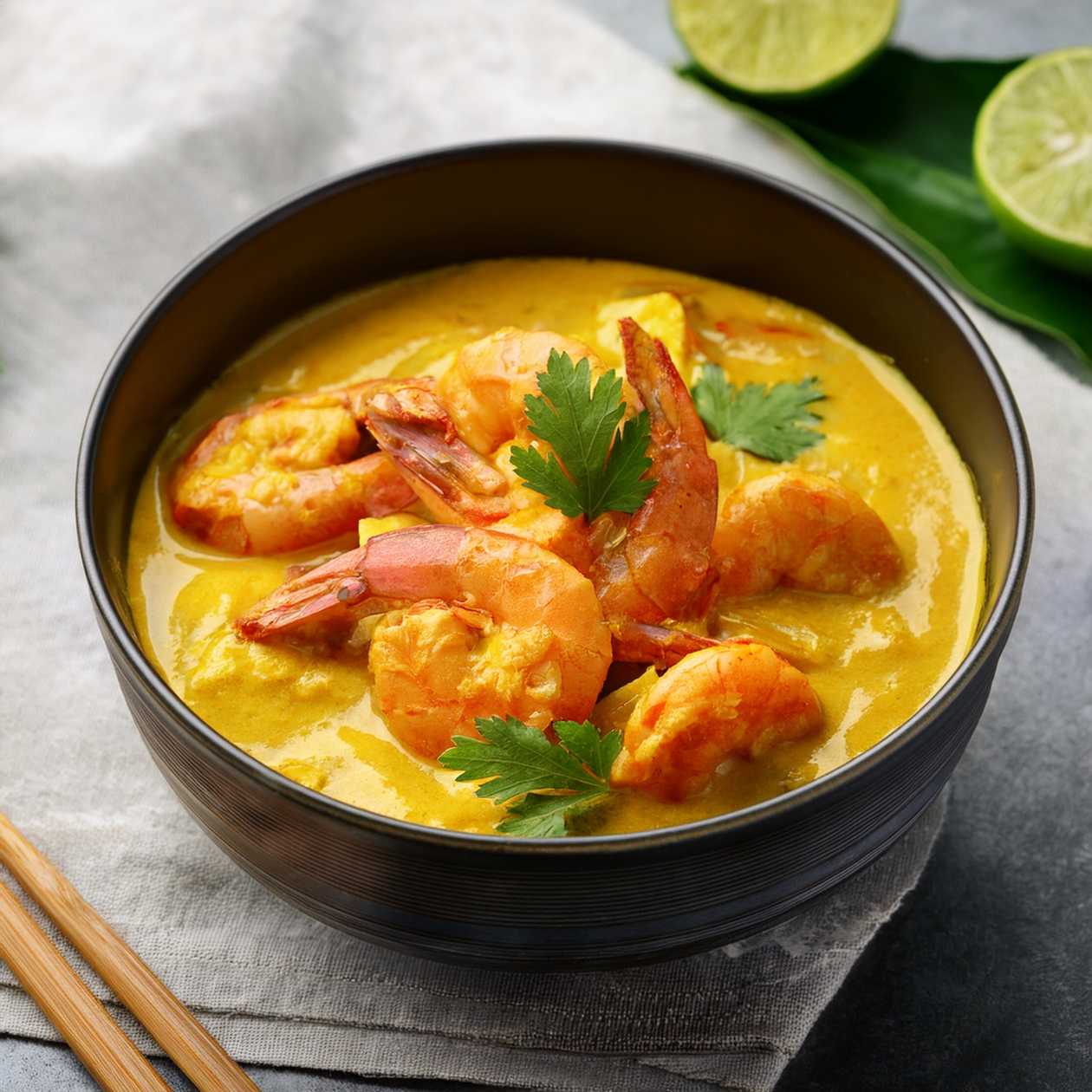 Thajské žlté kari morské plody