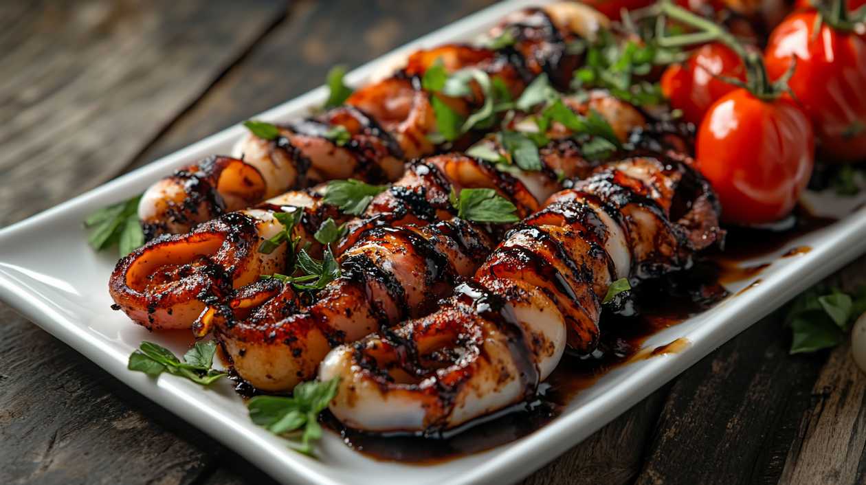 Grilled squid with balsamic