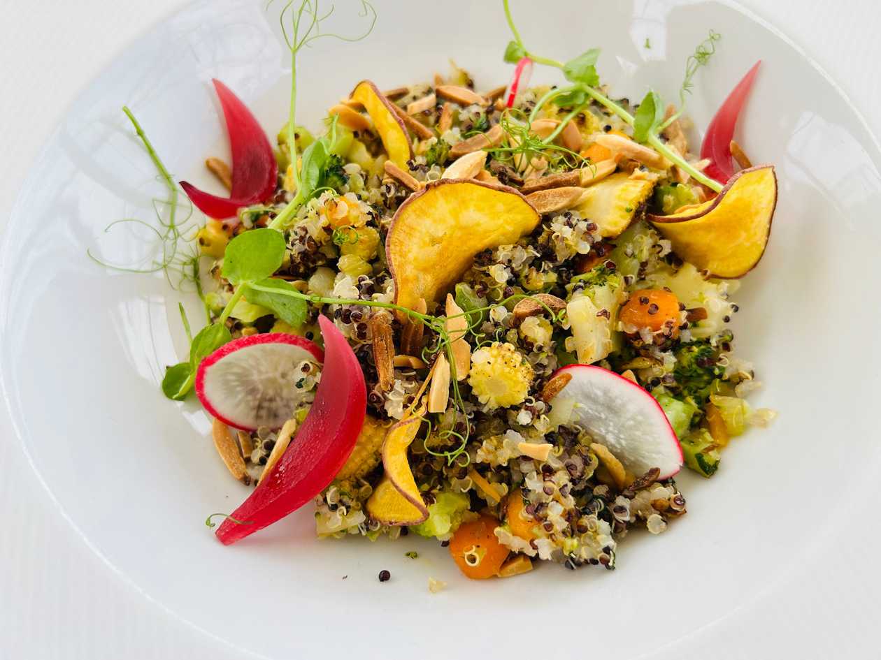 Quinoa with Vegetables and Toasted Almonds (Vegan)
