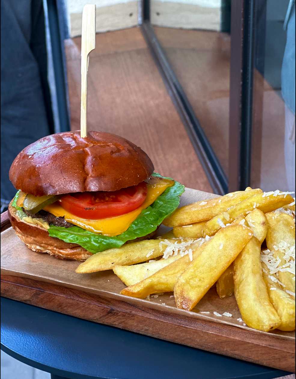 Beef burger with truffle fries