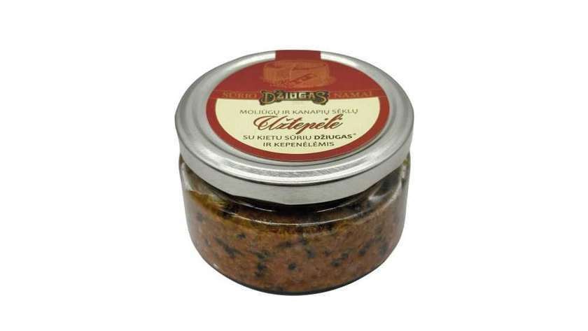 Moliūgų ir kanapių sėklų užtepėlė su kietuoju sūriu Džiugas ir kepenėlėmis, 180 g