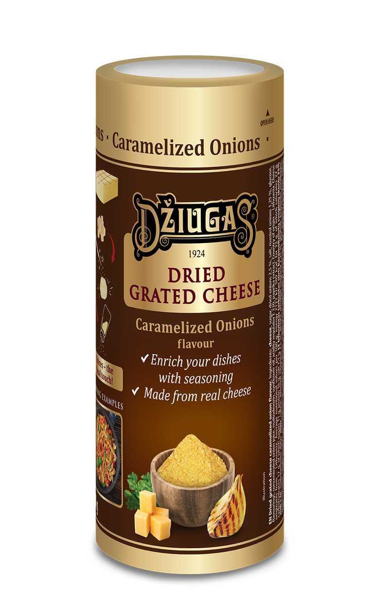 Džiovintas tarkuotas sūris karamelizuotų svogūnų skonio 35% rieb.s.m. 80g