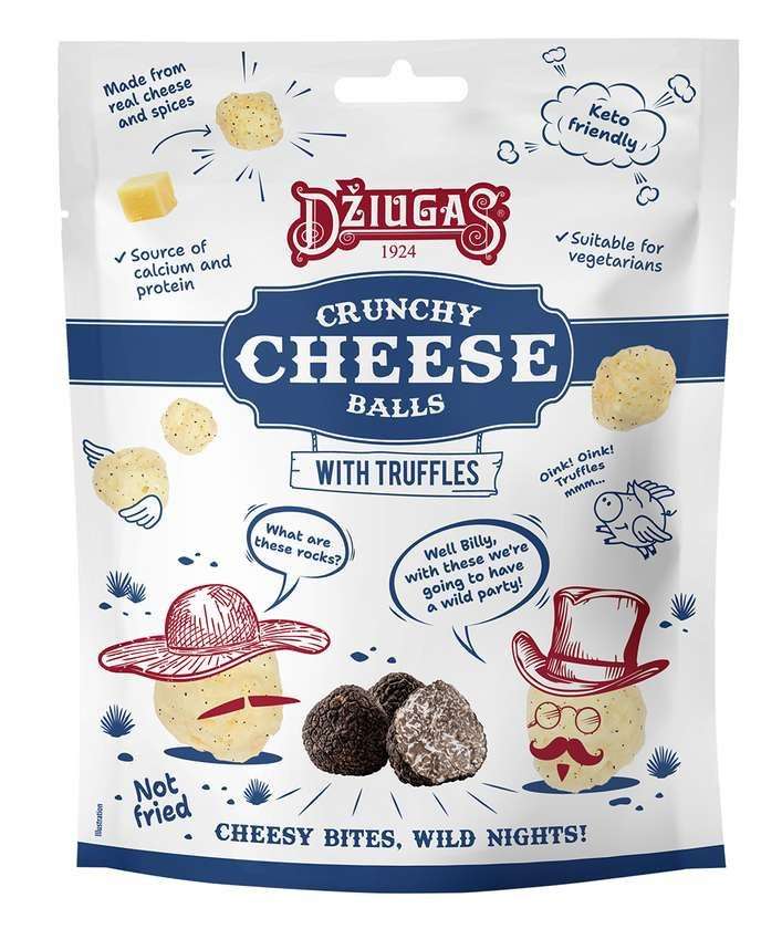 Copy of Traškūs, džiovinto sūrio kamuoliukai su trumais 45% rieb. s.m 40g.