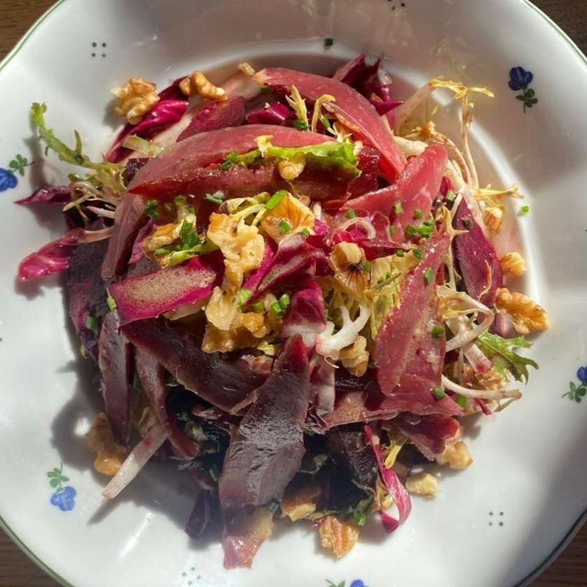 Salad with Duck Prosciutto