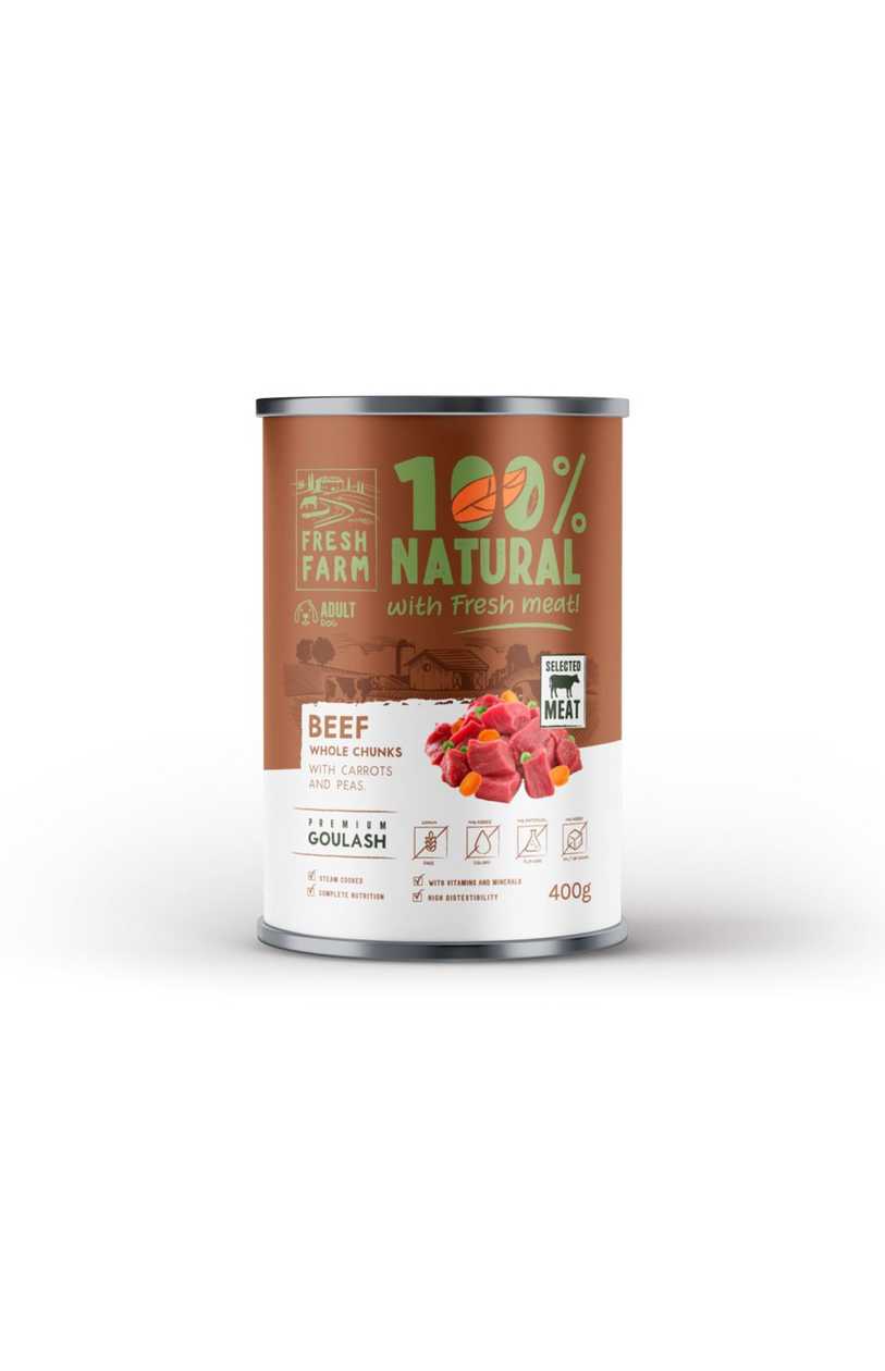 Fresh Farm Goulash with Beef, Carrots, and Peas 400 gr, Wet Food (Canned)