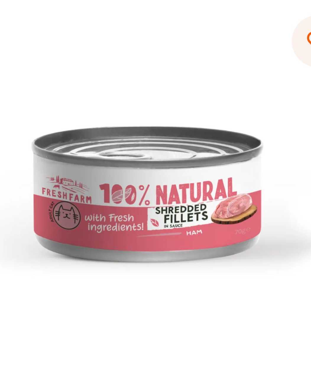 FRESH FARM Shredded Fillets, Ham and Chicken, Grain-Free Wet Cat Food (in sauce), 70g