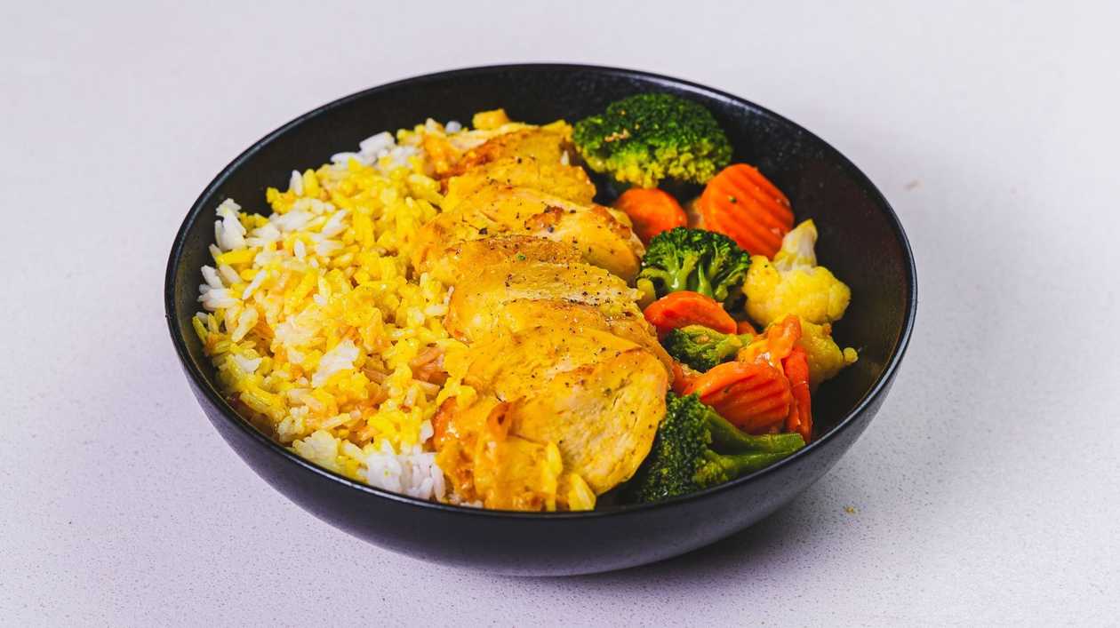Coconut Chicken Curry with rice & veggies