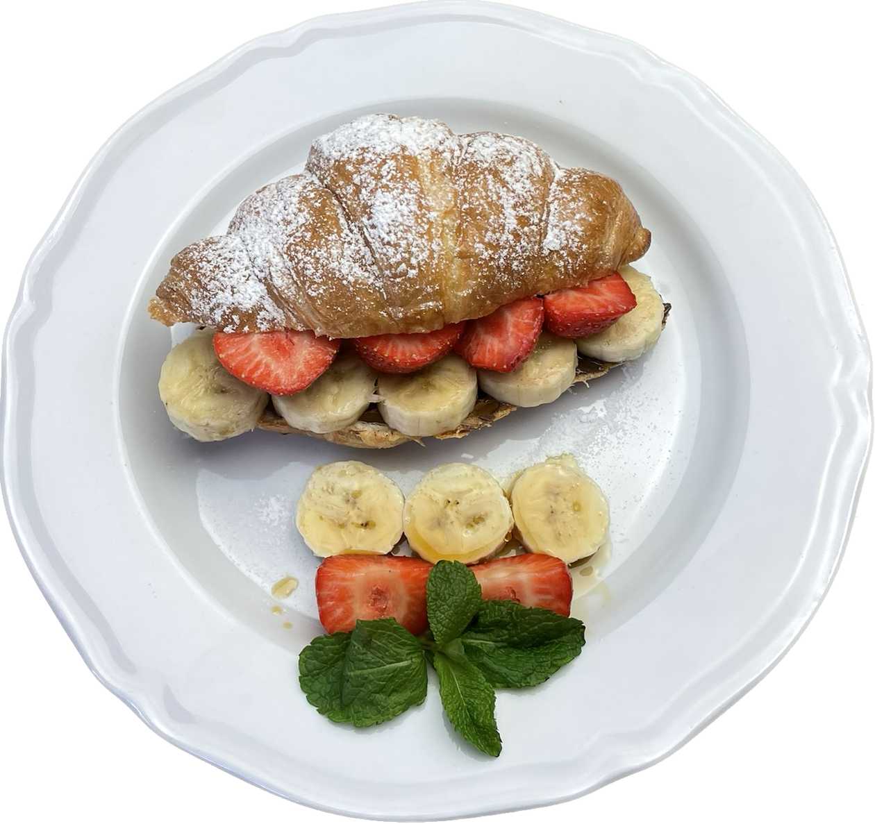 Croissant with Nutella, Strawberries and Banana
