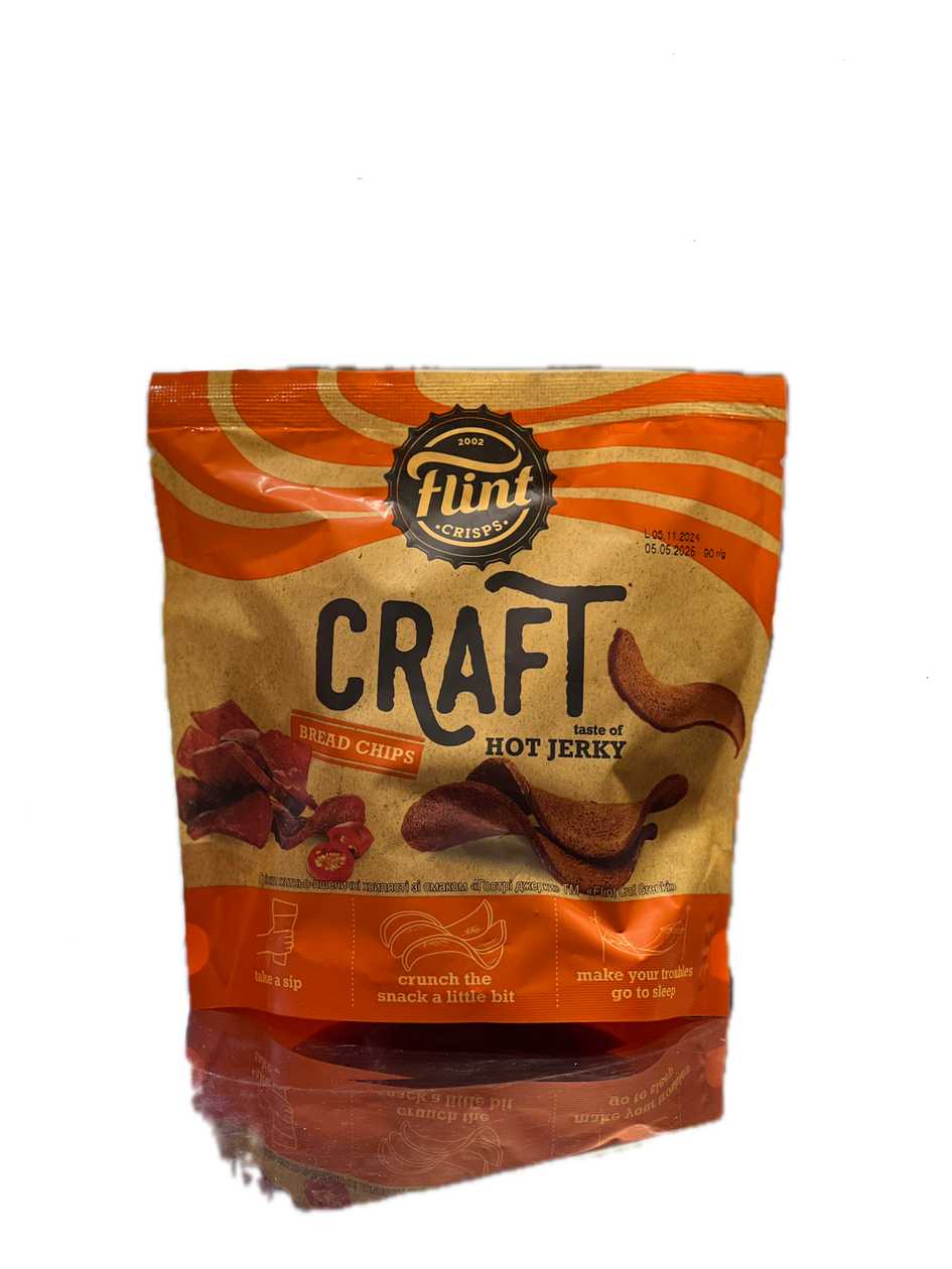 Grzanki Faliste Żytnio - Pszenne o Smaku Spicy Jerky Flint Craft Grenki (90 g)