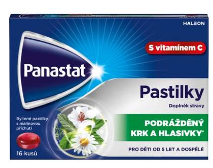 Panastat Herbal Pastilles with Vitamin C, Raspberry Flavor, 16 pcs