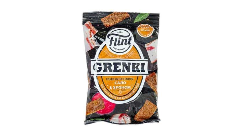 Grzanki Flint Żytno - Pszenne o Smaku Słoniny z Chrzanem