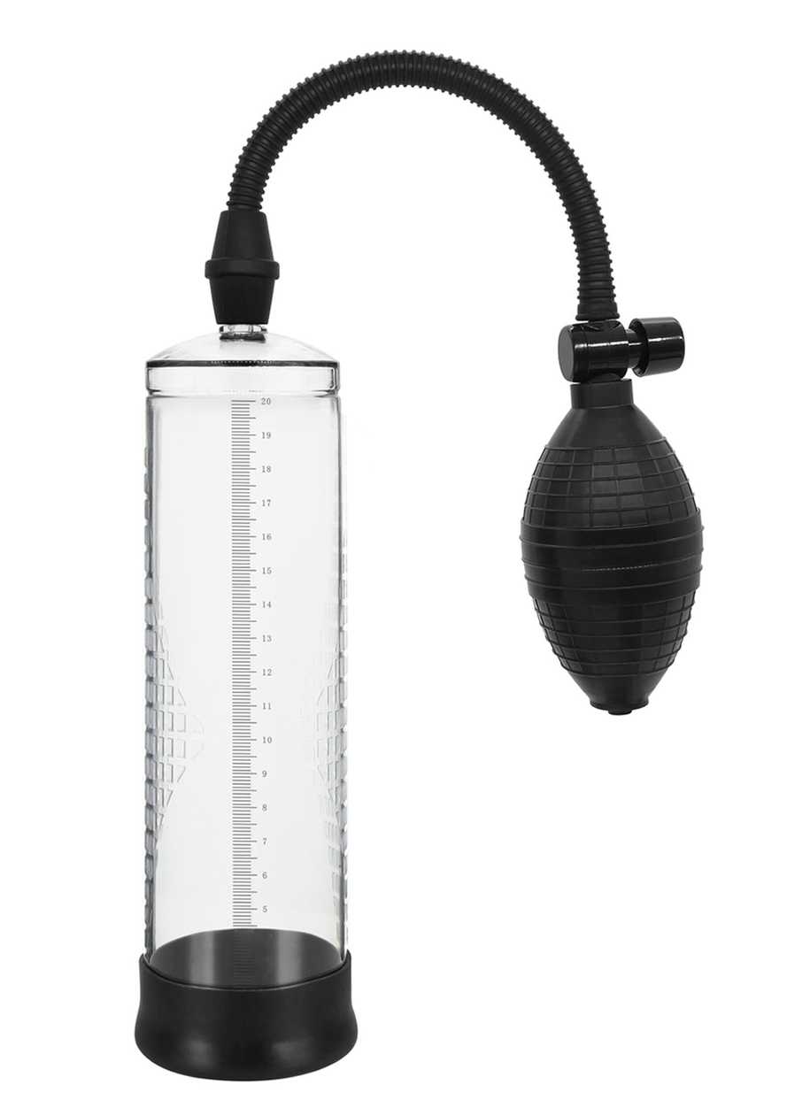 PowerPump Black & Clear - 22cm Vacuum Penis Pump with Gauge
