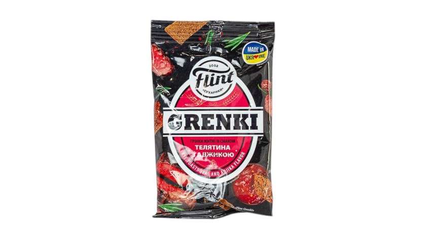 Grzanki Flint Żytno - Pszenne o Smaku Cielęciny z Adżyką