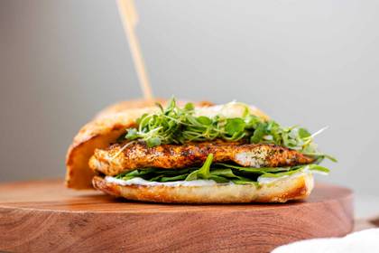 Grilled Chicken in Olive Ciabatta Sandwich