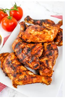 Grilled Quarter Chicken Leg, Bhajia and Soda