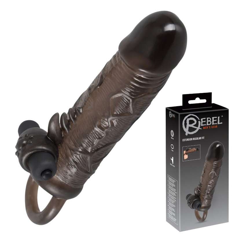 Rebel Extension Regular Fit - Realistic Penis Extension with Vibrating Bullet 19 cm