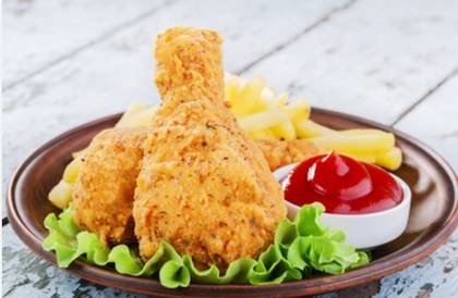 Bread Crumbed Chicken drums and Chips