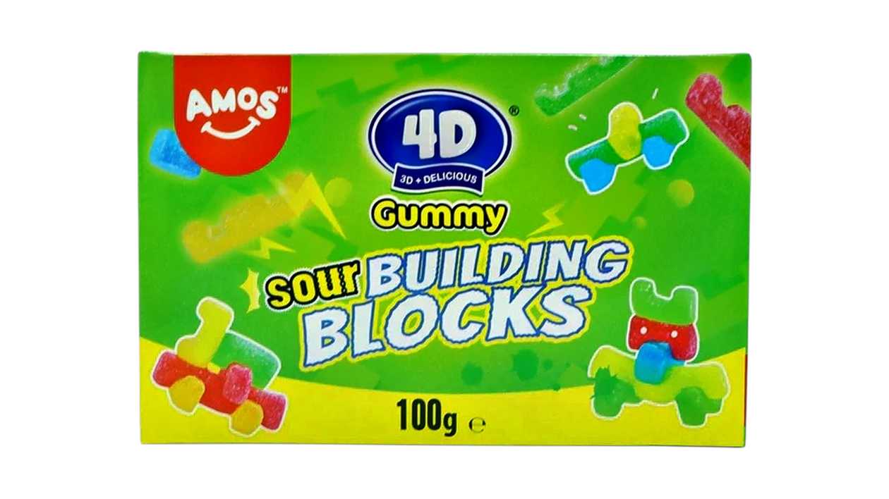 Amos 4D Gummy Sour Building Blocks 100g