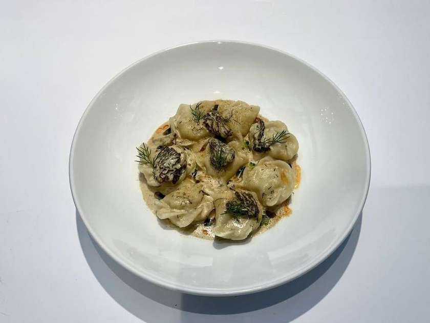 Dumplings with potatoes and mushroom mix