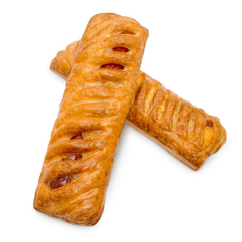 Sausage in dough with mayonnaise and ketchup