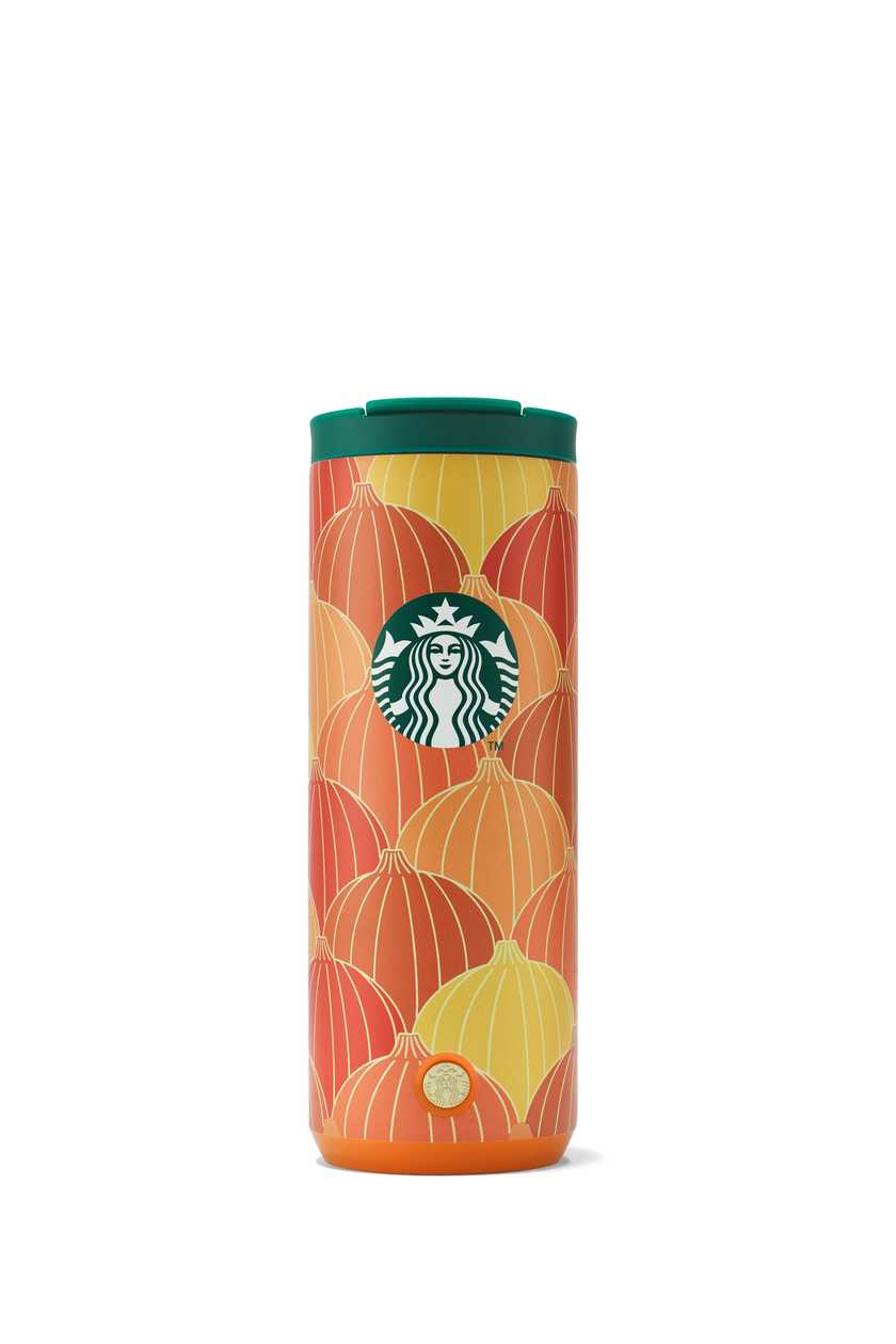 911171725 - Stainless Steel Tumbler with Orange Pumpkins 16oz