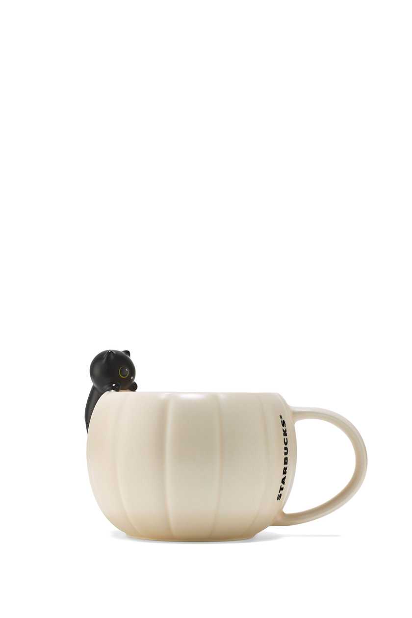 911171403 - Pumpkin Mug with Black Peep Cat 12oz