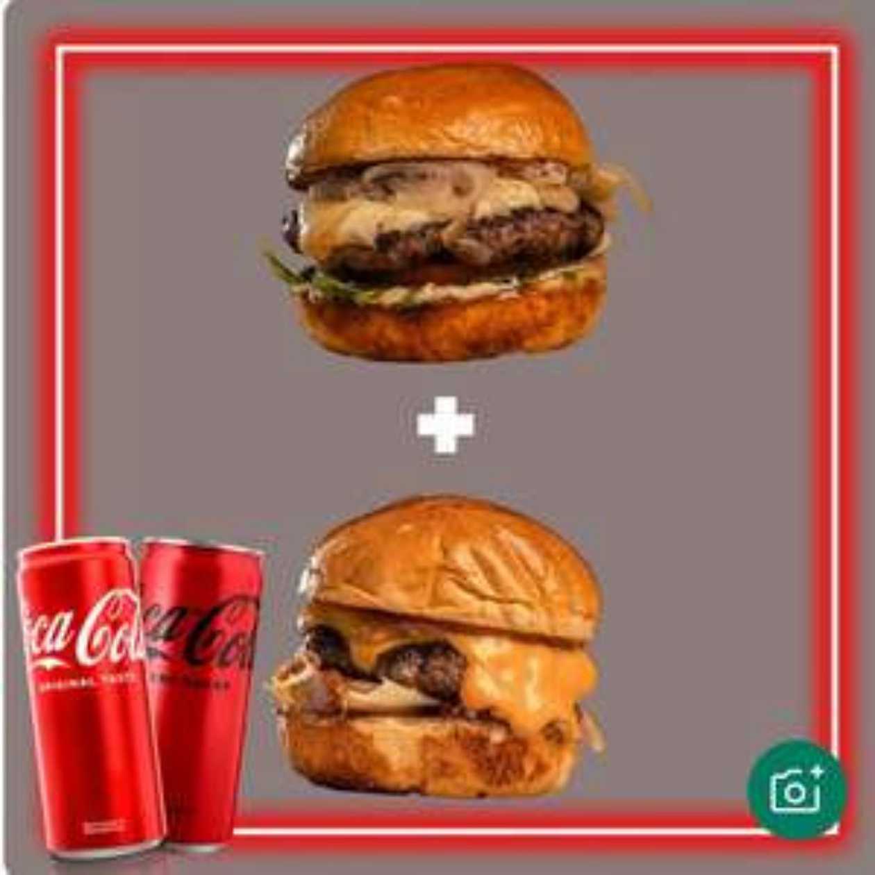 Fresh Burger + Smash Bun Burger + 2 Pcs. Coca-cola Drinks Of Your Choice