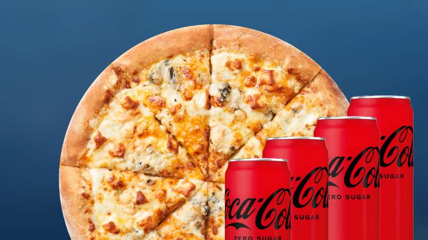 XL 5 Cheeses Pizza + 4 Coca-Cola Zero Drinks