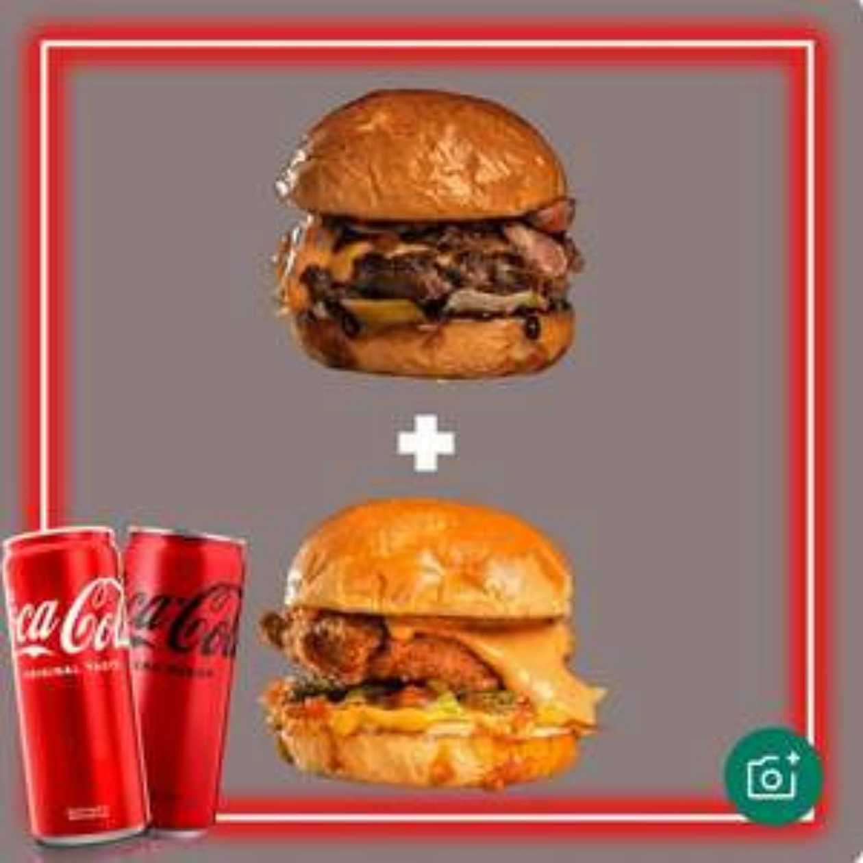 Crispy Chicken Burger + Bbq Burger + 2 Pcs. Coca-cola Drinks Of Your Choice