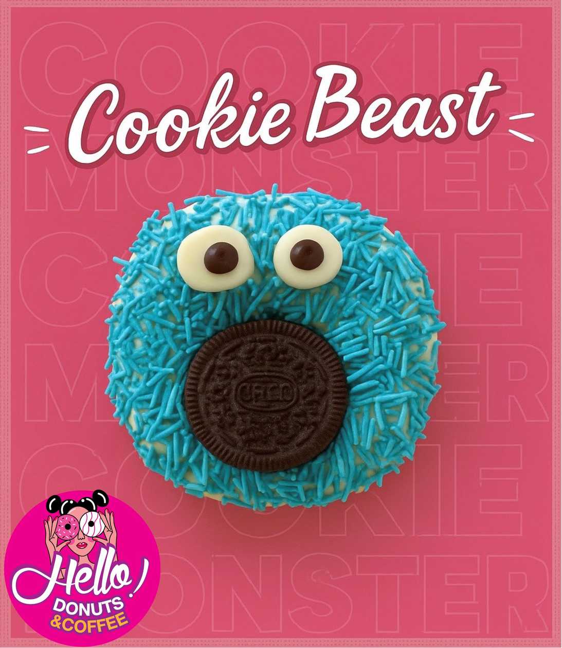 Pachet 2 Donuts Cookie Beast , 1 sticla Pepsi 500 ml si 1 sticla Apa 500 ml