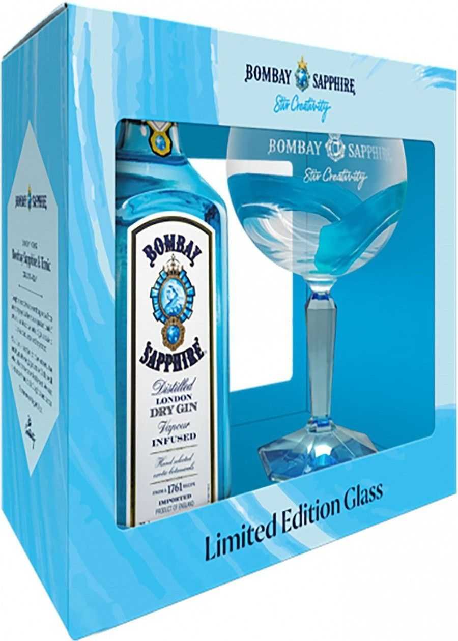 Bombay Sapphire Dry Gin 0,7 l 40% Gin with Glasses