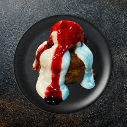 Papanași with Sour Cream and Forest Fruit Jam