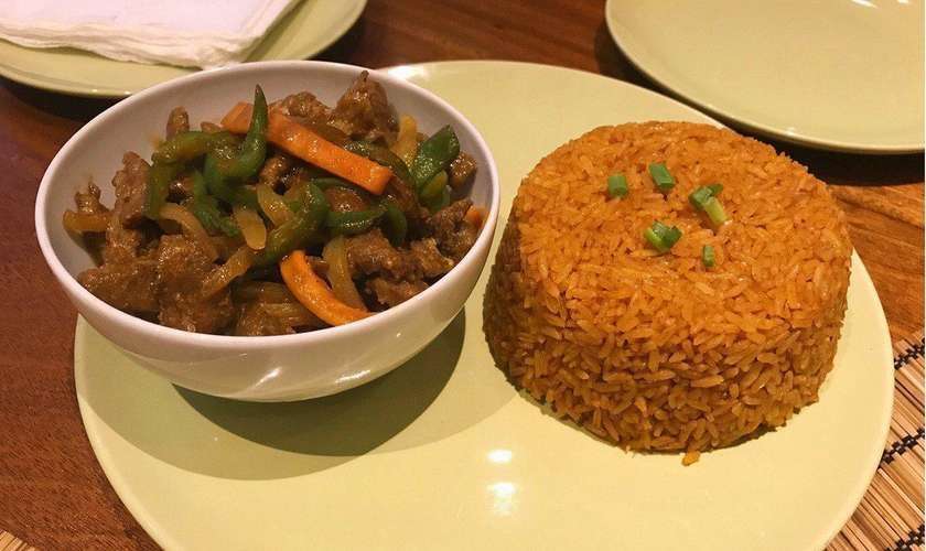 Shredded Beef Sauce with Jollof Rice