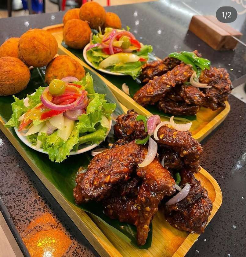 (4pcs) Yam Balls and (6pcs) Wings With Salad