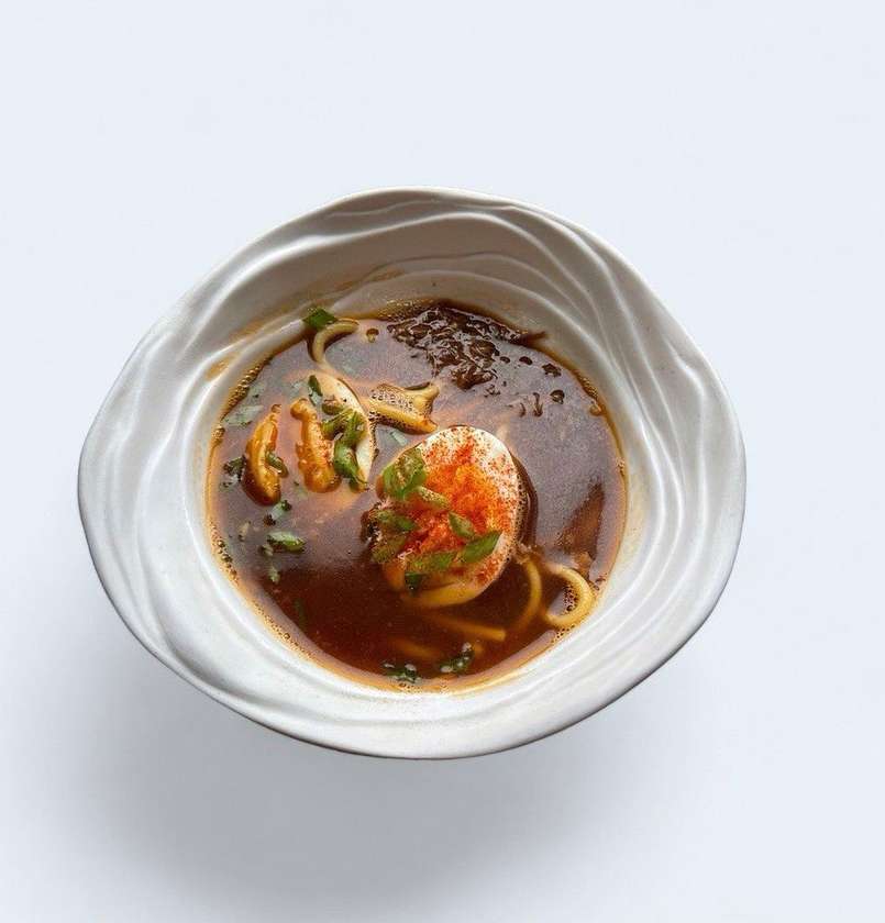 Beef soup with shredded beef
