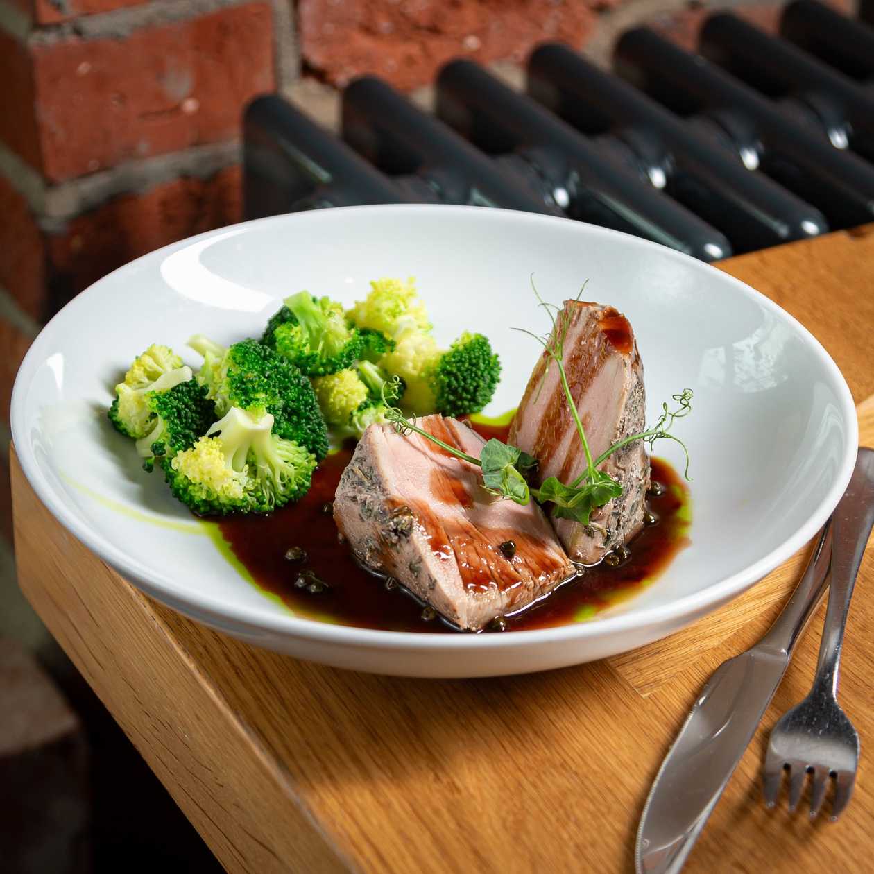 Roasted pork knuckle with horseradish