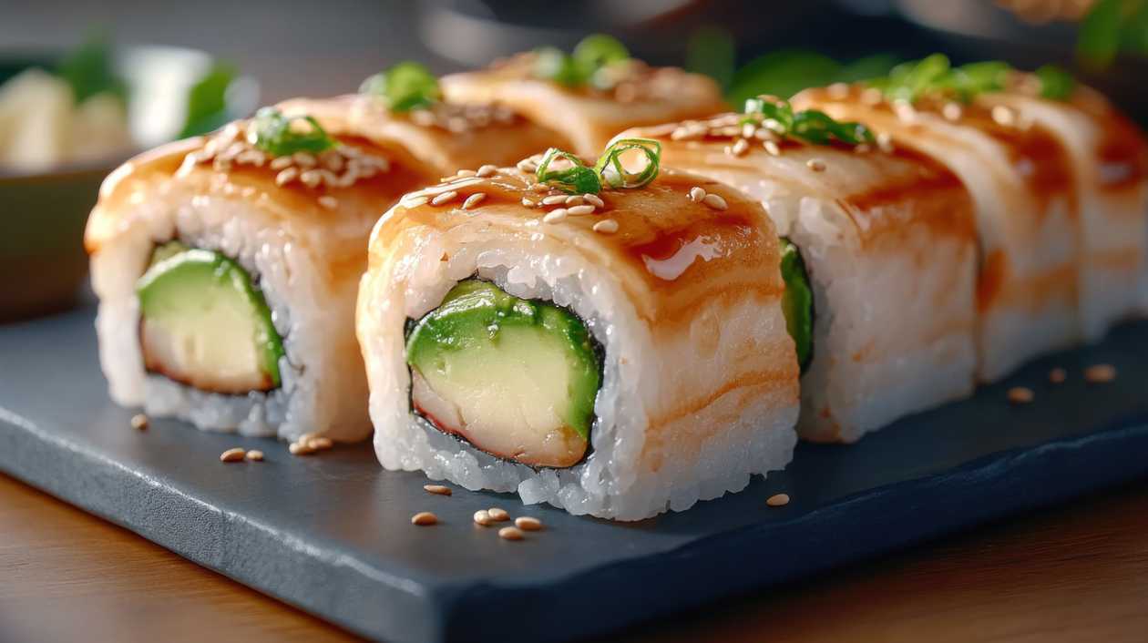 Uramaki unagi caviar