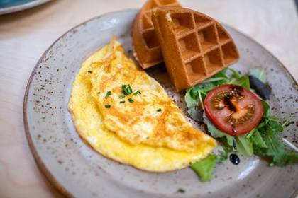 Omelette with waffles