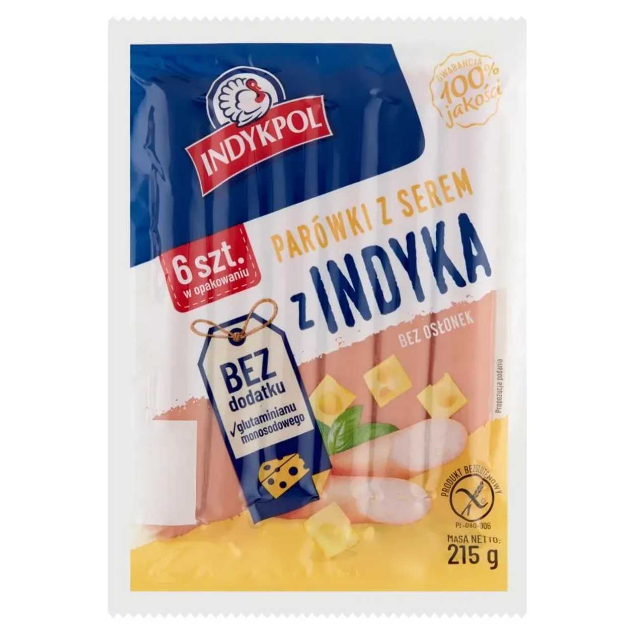 Indykpol Turkey sausages with cheese 215 g (6 pieces)