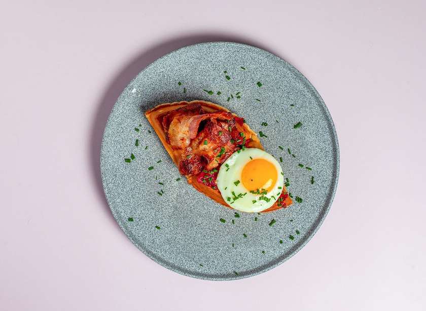 Onion jam waffle