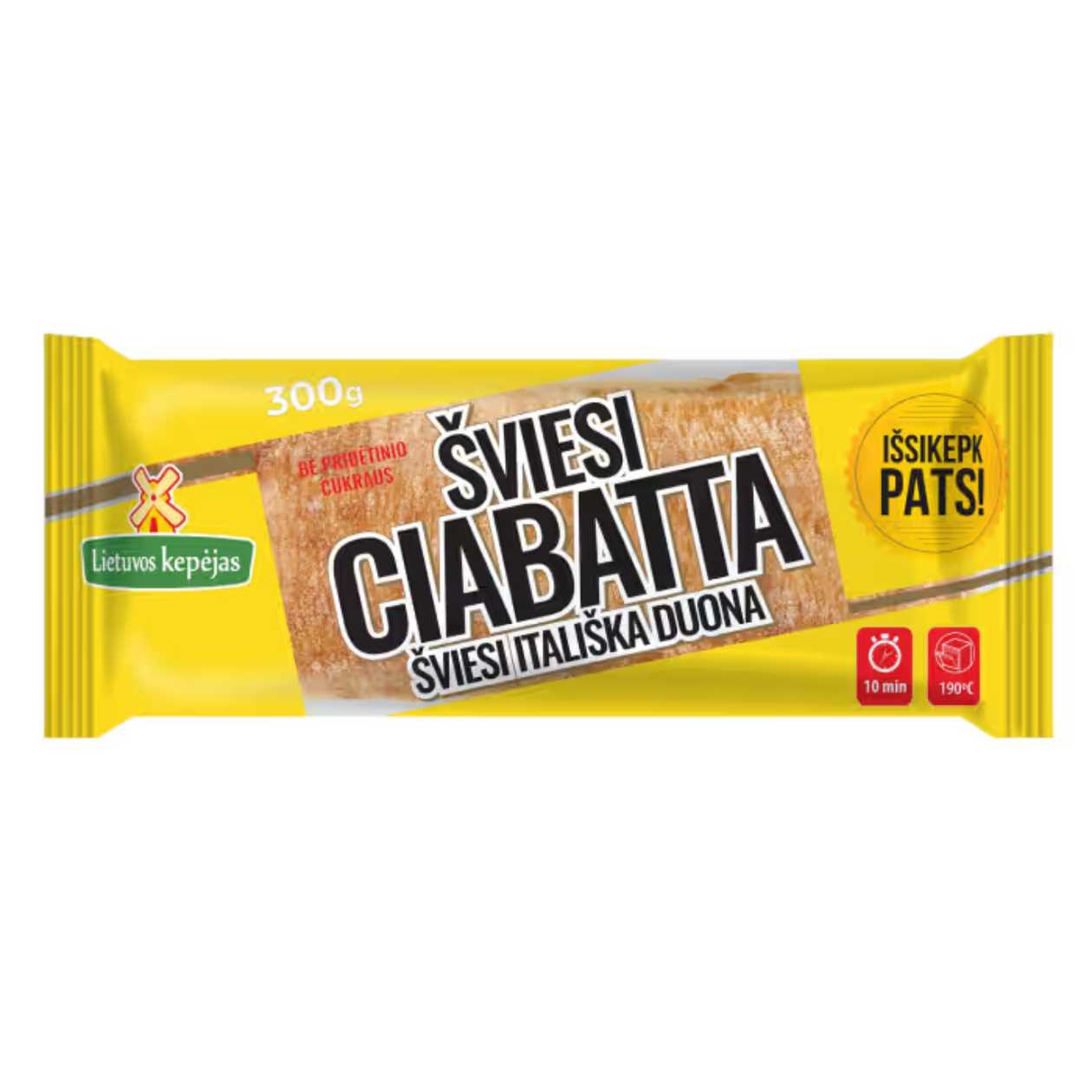 Light CIABATTA - Bake It Yourself LIETUVOS KEPĖJAS, 300g (expires soon)