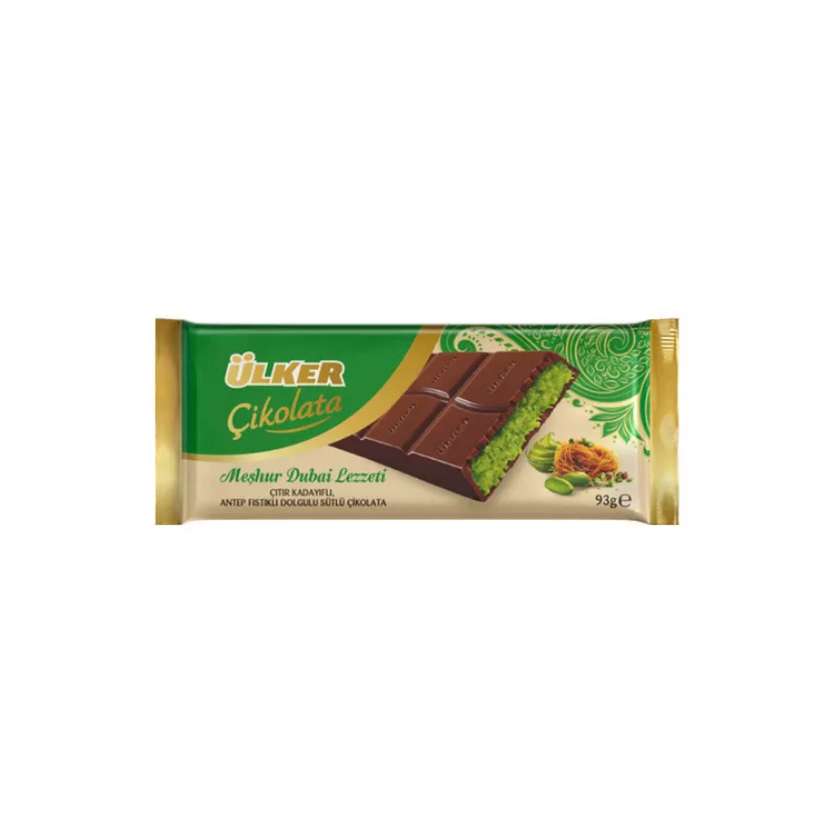 Ulker Dubai Chocolate with Pistachios 93g - Great Value