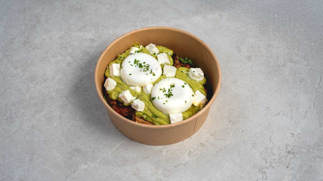 Poached Eggs On Smashed Avocado & Feta