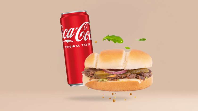 Burger z szarpaną wołowiną + Coca Cola Original 0,33 ml